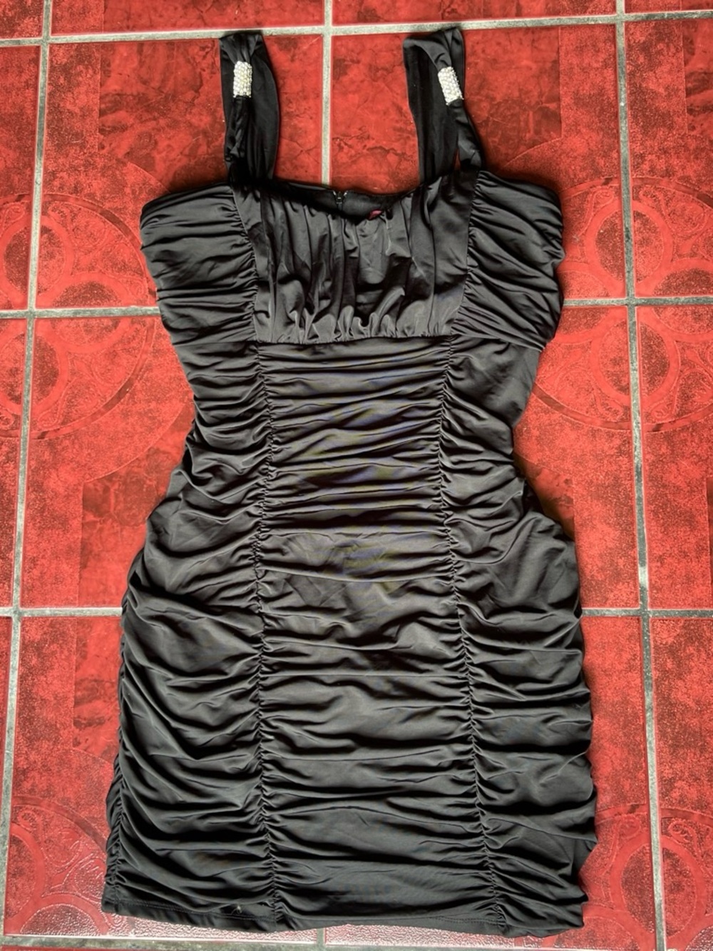 Black Ruched Mini Dress